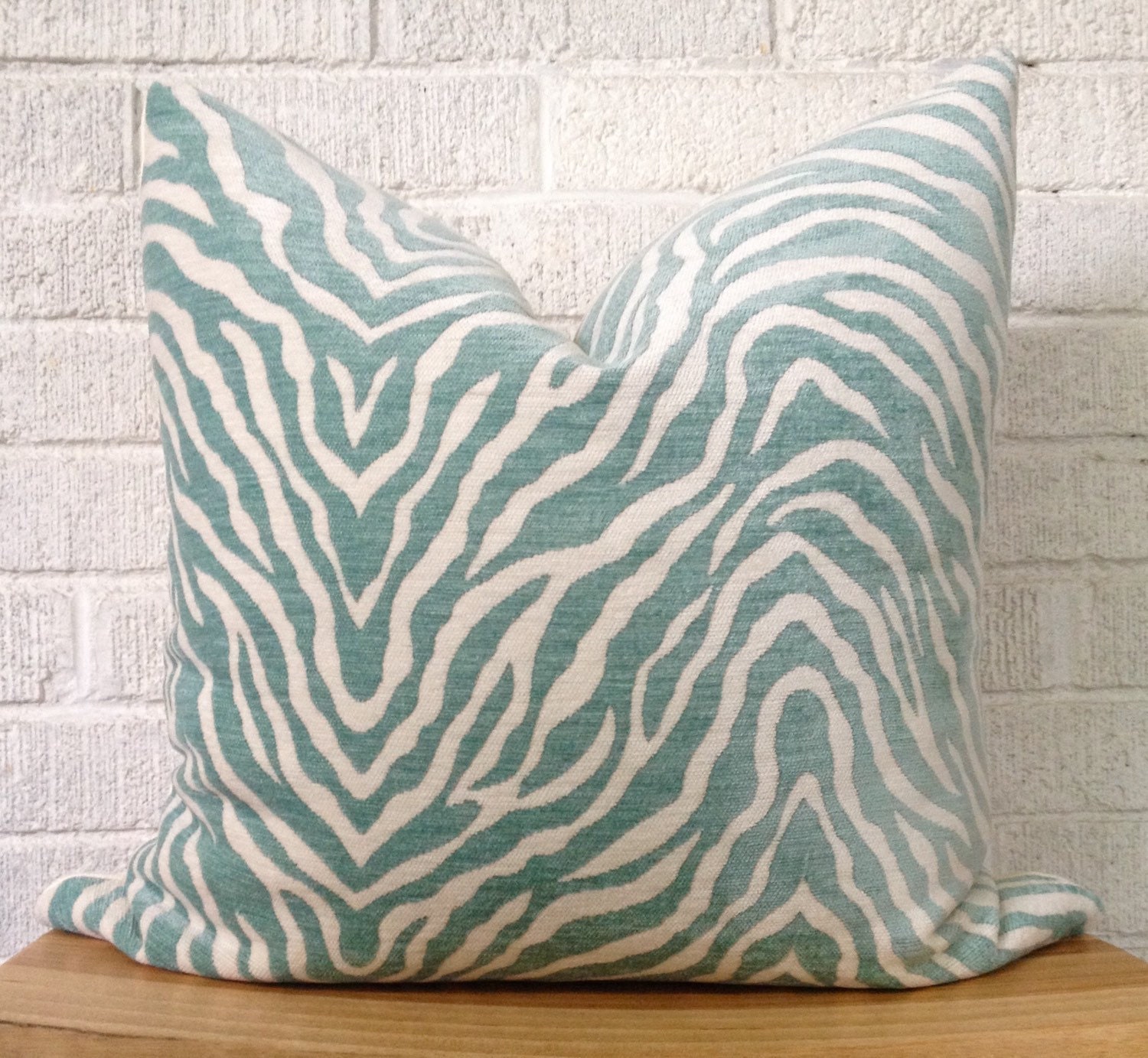 Zebra Print Pillow Cover Aqua Teal animal print pillow