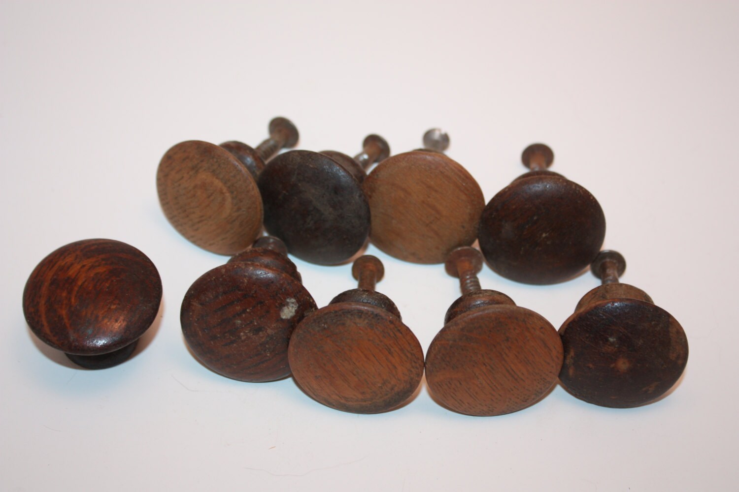 Vintage Lot of Nine, 9, Upcycled, Recycled Wooden, Wood Knobs,