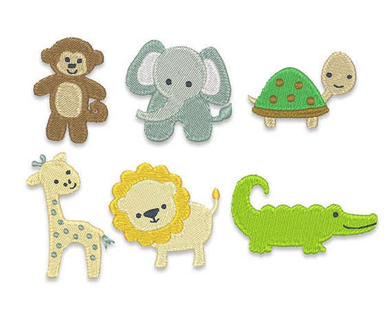 Jungle Animal Mini's Embroidery Design Set Instant