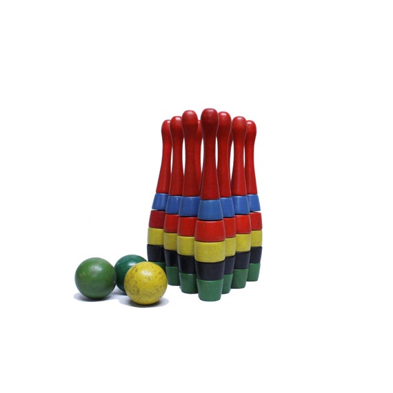 vintage toy bowling set