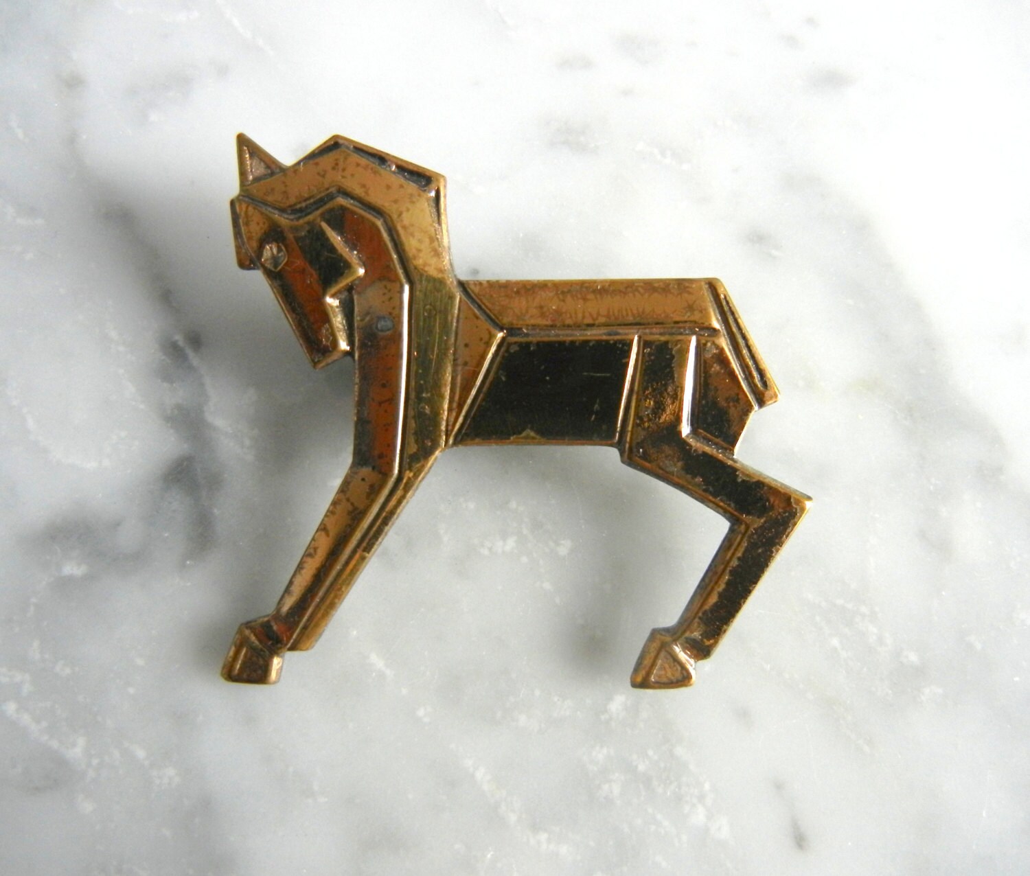 Vintage Gold Tone Metal Horse Brooch Pin by Bijouxpourtous on Etsy