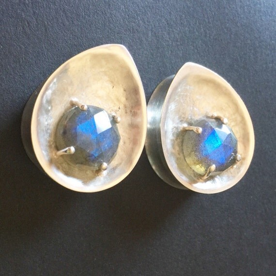 Labradorite Plugs Tear Drop Gauges Handmade Plugs by SweetMantra