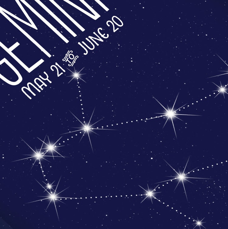 Gemini Constellation Art Zodiac Star Map by AnneGarrisonStudio