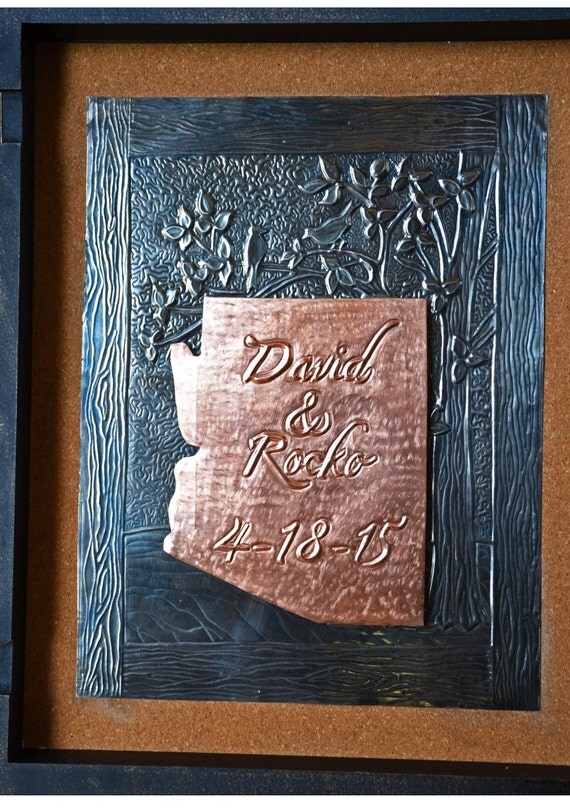 Metal Embossed Personalized Shadow Box by GiftedArtbyLori on Etsy