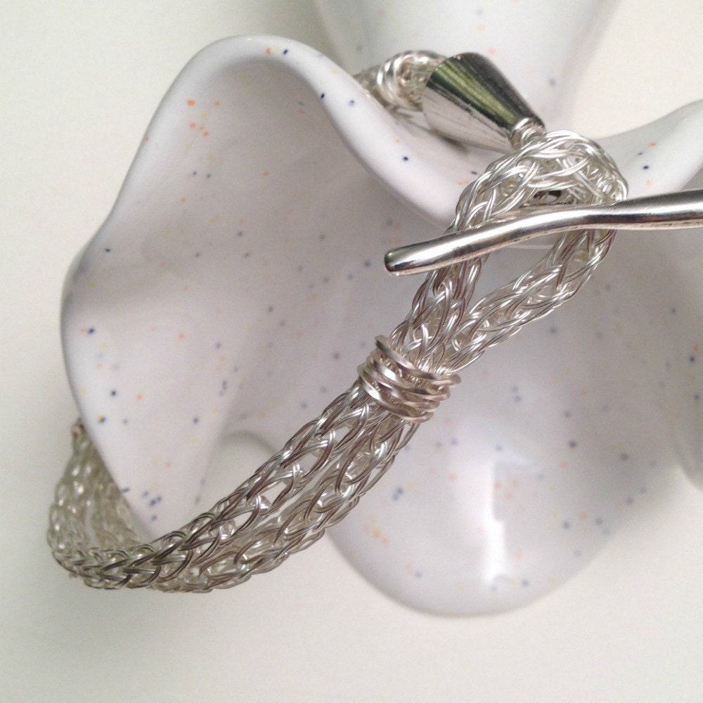 ladies silver viking knit bracelet with loop and by DonnaDStore