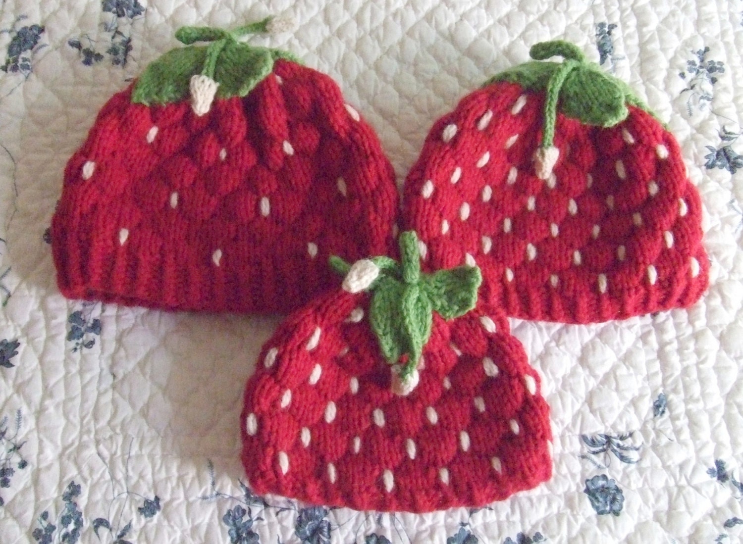 Knitting Pattern Strawberry Hats, knit strawberry small child medium child ad...