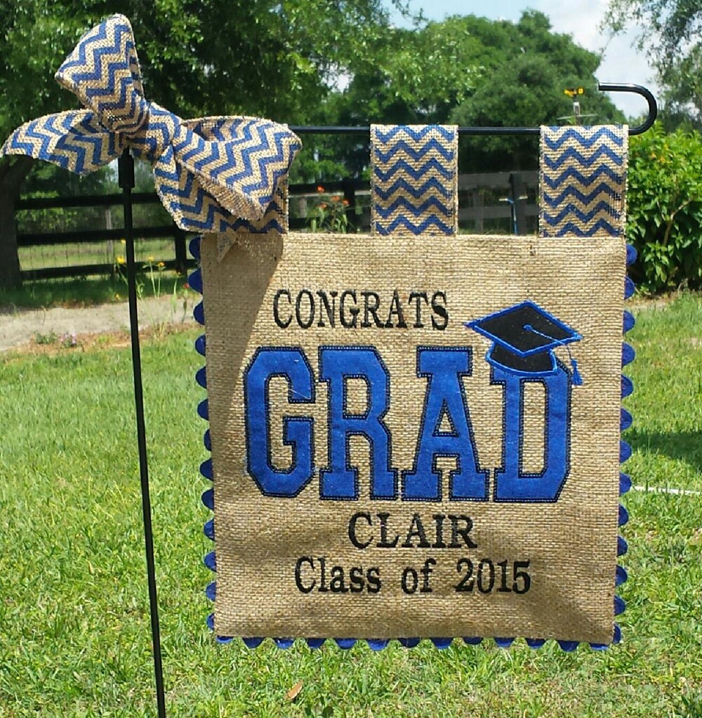 Custom Burlap Graduation Flag Your choice of colors and