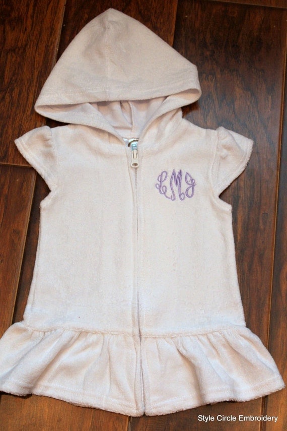 Terry Cloth Girl's Swim Cover Up Zip Front Dress Swim