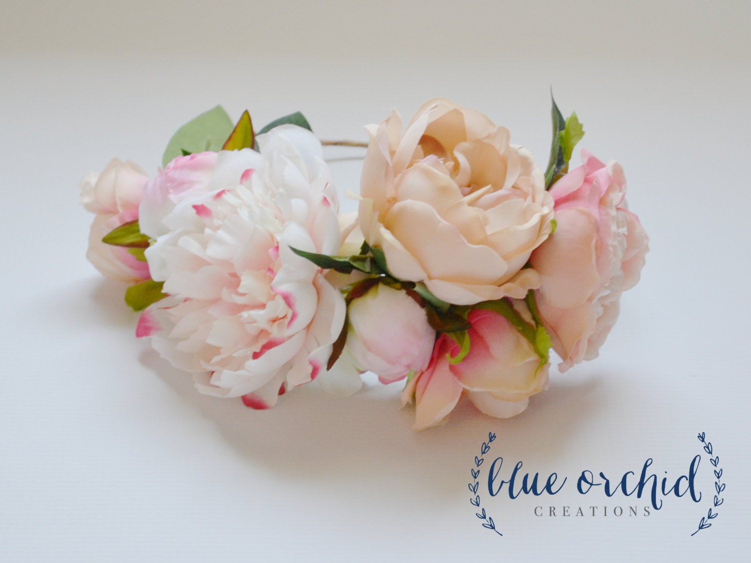 Peony Flower Crown Boho Wedding Garden by blueorchidcreations