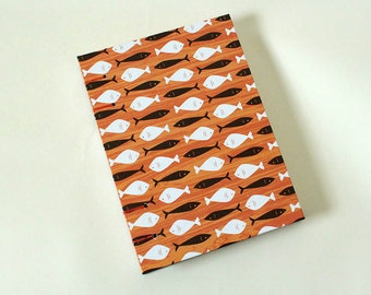 Orange and Brown Fish Geometric Coptic Blank Book
