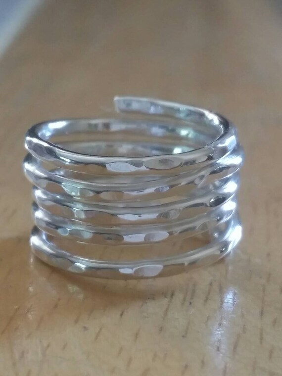 sterling silver toe ring band spring ring coil pattern