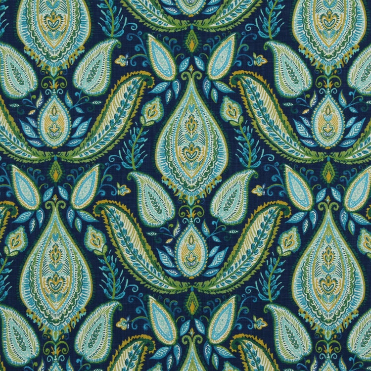 Aqua Blue Paisley Fabric Woven Cotton By Popdecorfabrics On Etsy