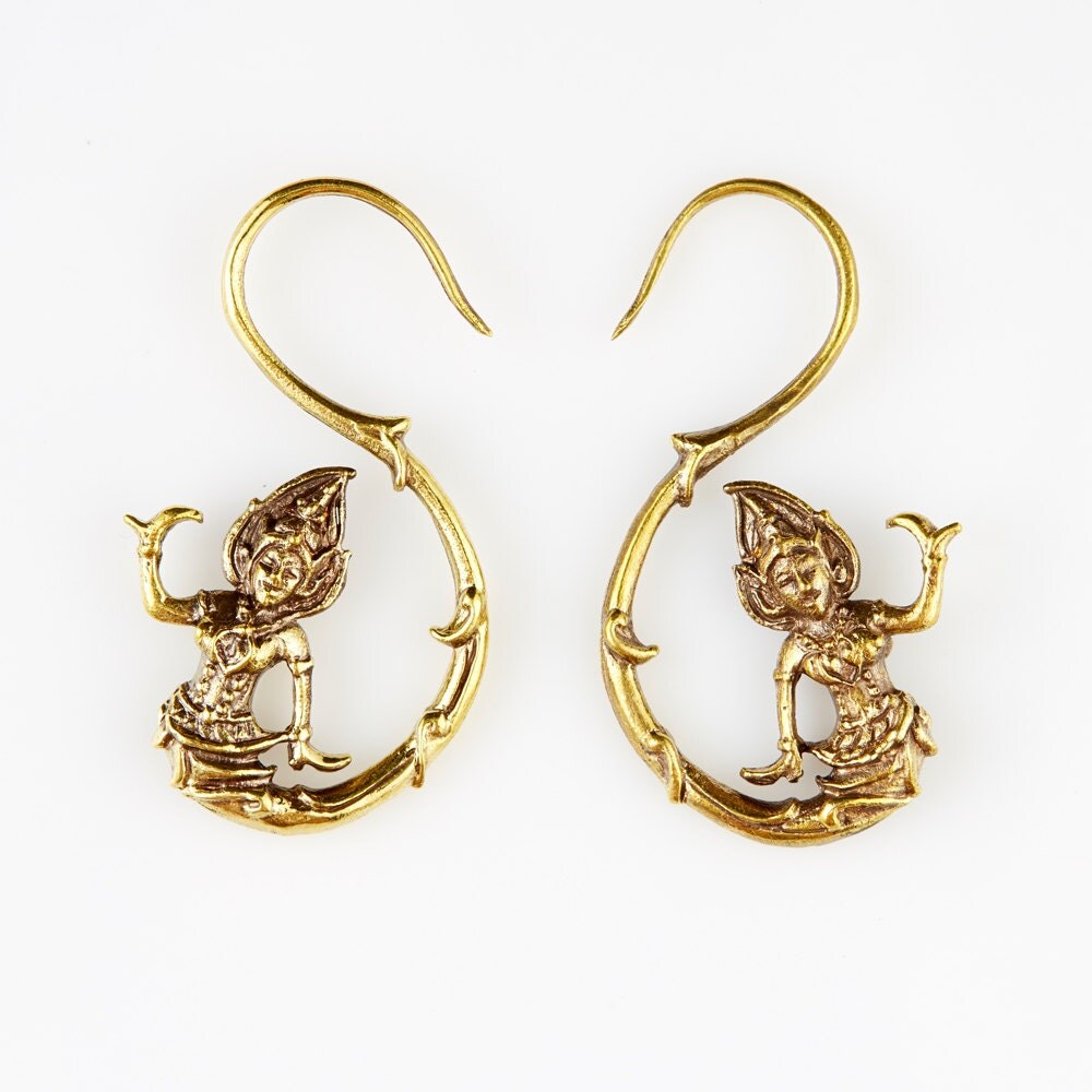 Brass Earrings Antique Earrings Tribal Jewelry by NoHolesBarred