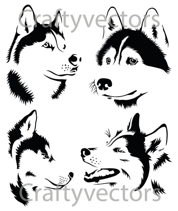 Husky Portraits Vector File SVG