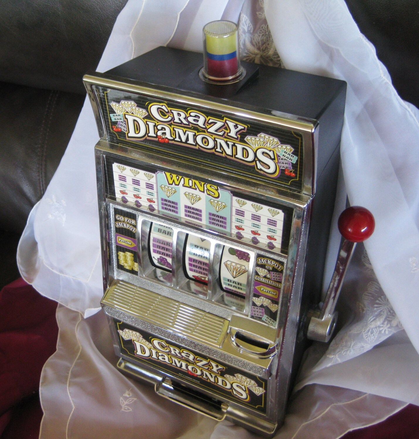 Crazy Diamonds Tabletop Novelty Slot Machine 1980s vintage
