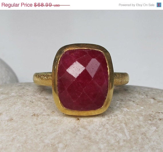 Day Sale Ruby Ring- Bezel Ring- Faceted Ring- July Birthstone Ring ...