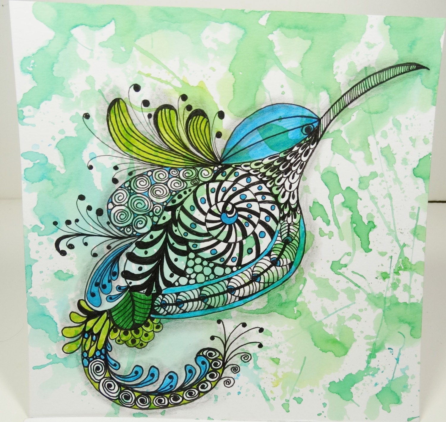 Zentangle Original Art Zentangle Gift Cards Hummingbird