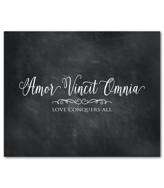 Amor Vincit Omnia Love Conquers All Latin Typography Print