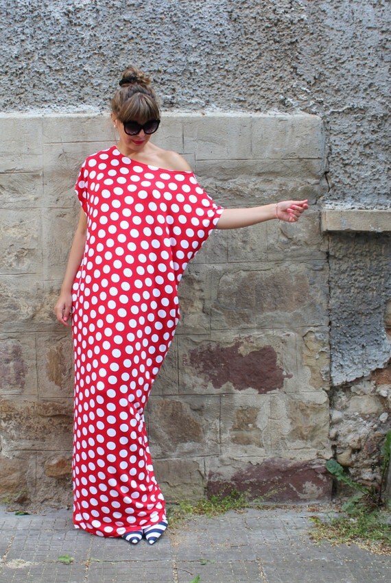 red frock with white dots