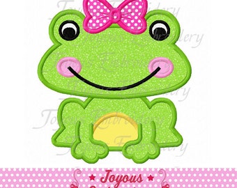Instant Download Girl Frog Applique Machine Embroidery Design NO:1742