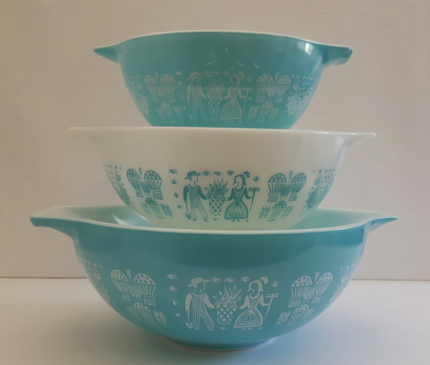 Pyrex Butterprint Cinderella Mixing Bowls #442, #443, and #444 – Haute ...