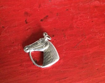1980's 1970's Sterling Silver Horse Head Charm Pendant Equine Equestrian Jewelry