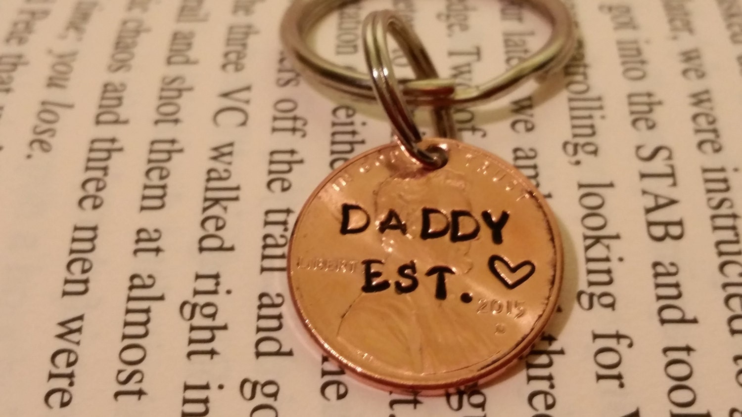 Dad Key Chain Custom handstamped daddy est fathers day