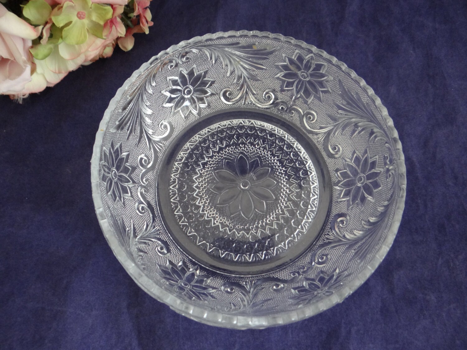 Rare Indiana Glass Sandwich Pattern Deep Bowl Sandwich Pattern