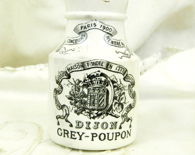 Antique French Grey Poupon Moutarde de Dijon Digoin Mustard Jar, Country Cottage Kitchen Decor from France, Traditional Pottery Pot / Crock Antique French Grey Poupon Moutarde de Dijon Digoin Mustard Jar, Country Cottage Kitchen Decor from France, Traditional Pottery Pot / Crock