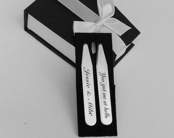 Collar Stays, Personalized High Polished Silver Stainless Steel Collar Stays Set Engraved Free, Wedding Gift, Groomsman Gift, Free Engraving