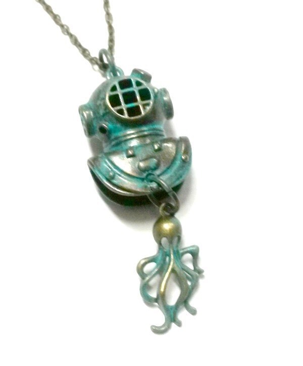 Diving Helmet Necklace deep sea diver Handmade Gift