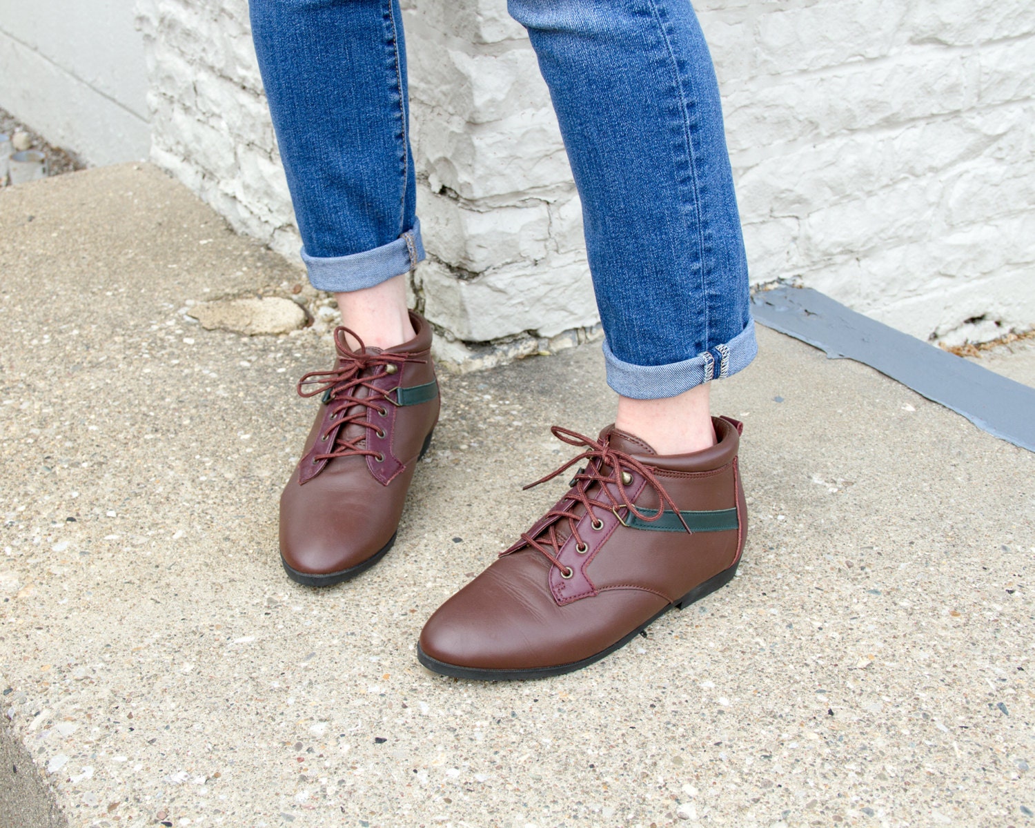 vintage brown lace up boots 8.5 / leather ankle by MoonRevival
