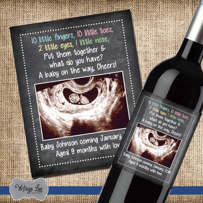 Pregnancy Announcement Pregnancy Announcement Wine Bottle