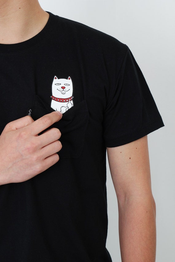 shirt with dog in pocket flipping you off