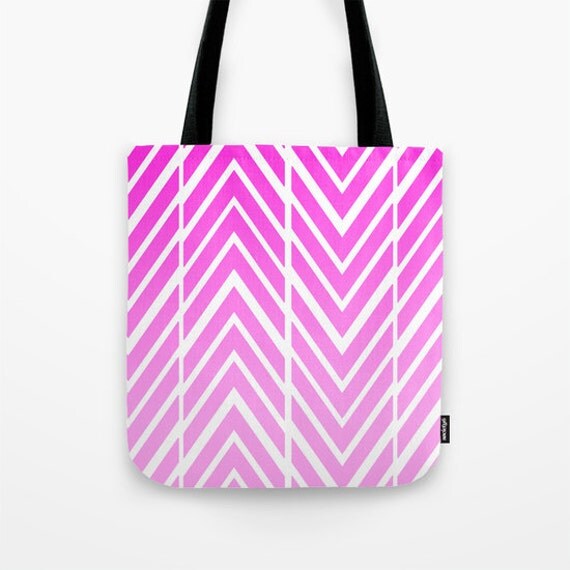 Pink Beach Bag - Book Bag - Tote Bag - Grocery Bag - Pink and White ...