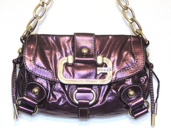 Vintage Guess Handbags. GUESS Noelle Top Zip Shoulder Bag, Brown Logo.