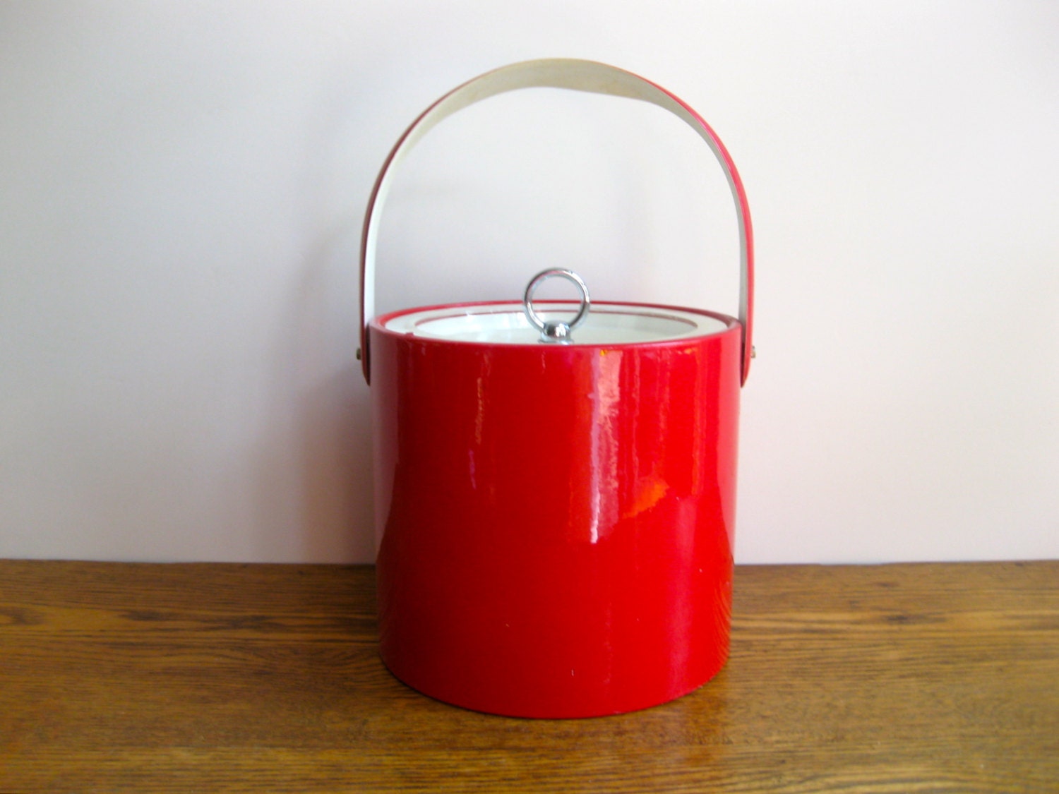 Vintage Red Vinyl Briard Ice Bucket