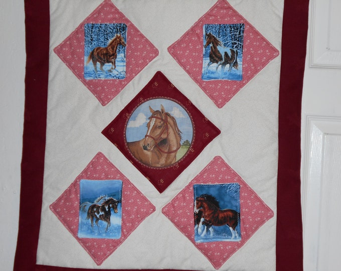 Horse Wall Hanging Quilt, Horse Lover, Horse Gift and Animal Wall Hanging