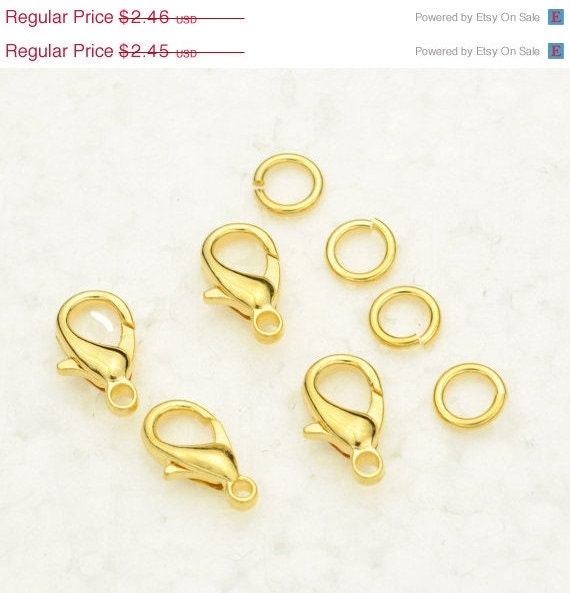 45 OFF Gold Lobster Clasps/Jump Ring Set Qty. 4 by TheJewelDean