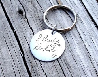 Custom Handwriting Keychain - Handwriting Keychain - Memorial Keychain - Signature Jewelry - Signature Keychain - Personalized Engraved
