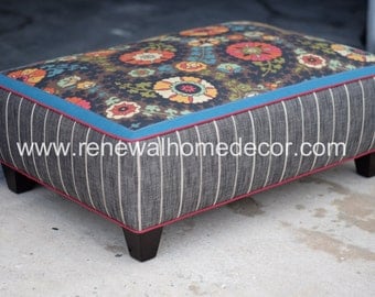 Custom Ottoman, Upholstered Ottoman Coffee Table "Stephanie's Custom Ottoman" - SOLD - Made to Order
