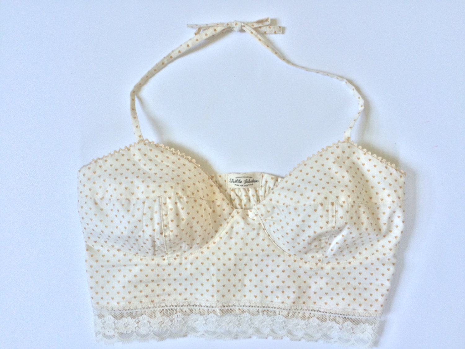 Ecru White bustier top Lace bustier Bustier crop top Cotton