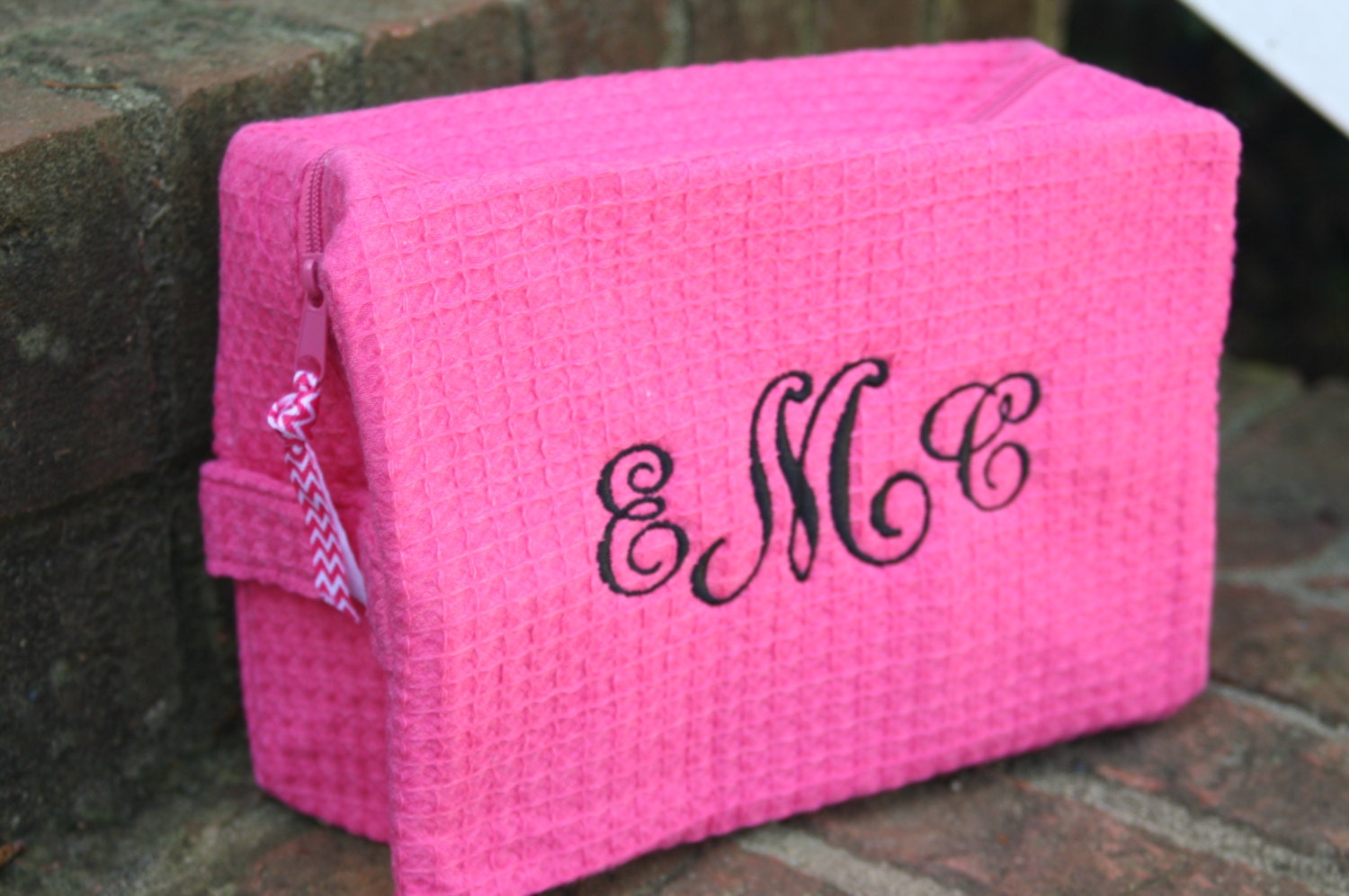 Monogrammed Cosmetic Bag Washable by DoubleBEmbroidery on Etsy