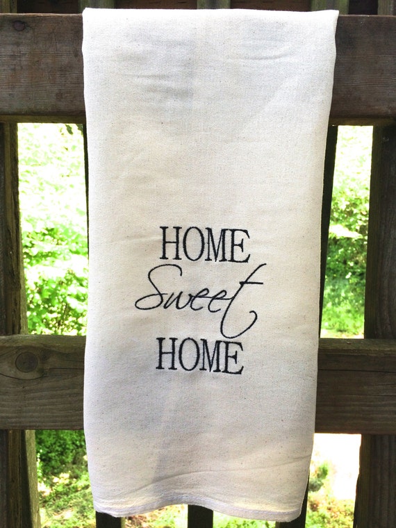 Tea Towel Home Sweet Home Housewarming Gift by satinstitchdesigns