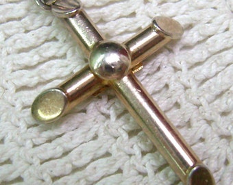 Vintage Sterling Cross Pendant...BOND BOYD...Gold Wash...Religious Cross...Cross Jewelry...Simplistic Cross...