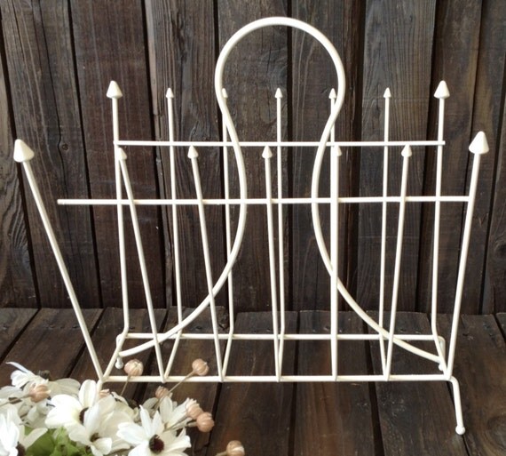 Vintage Metal Magazine Rack Mid Century Retro Home Living Storage