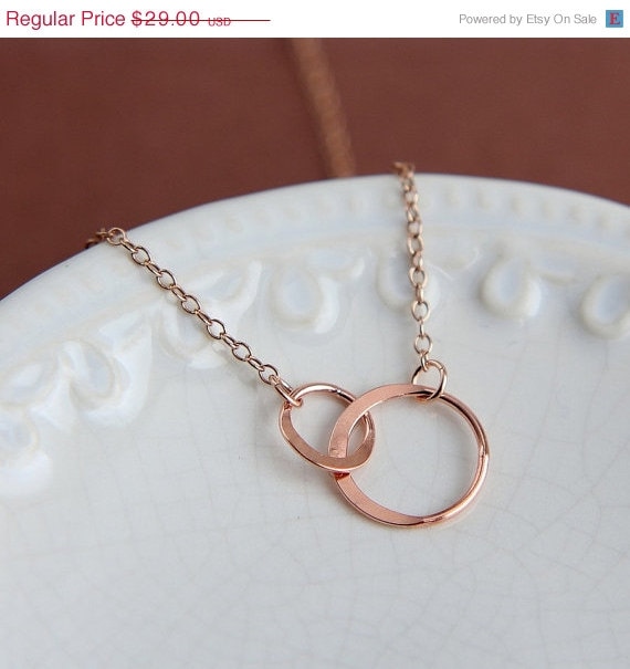 SALE Rose Gold Necklace Eternity Necklace Sisters by JewelleryJKW