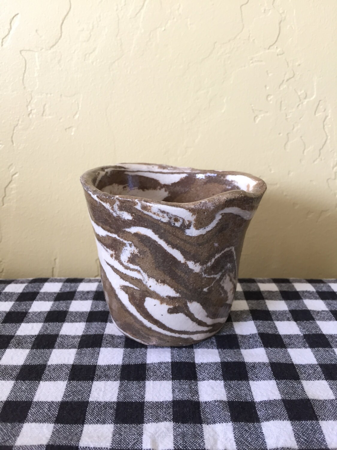 Pottery Vase Brown and Cream Hand Made Haute Juice