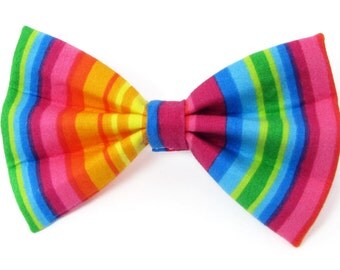 Rainbow stripes dog bow tie & cat bow tie