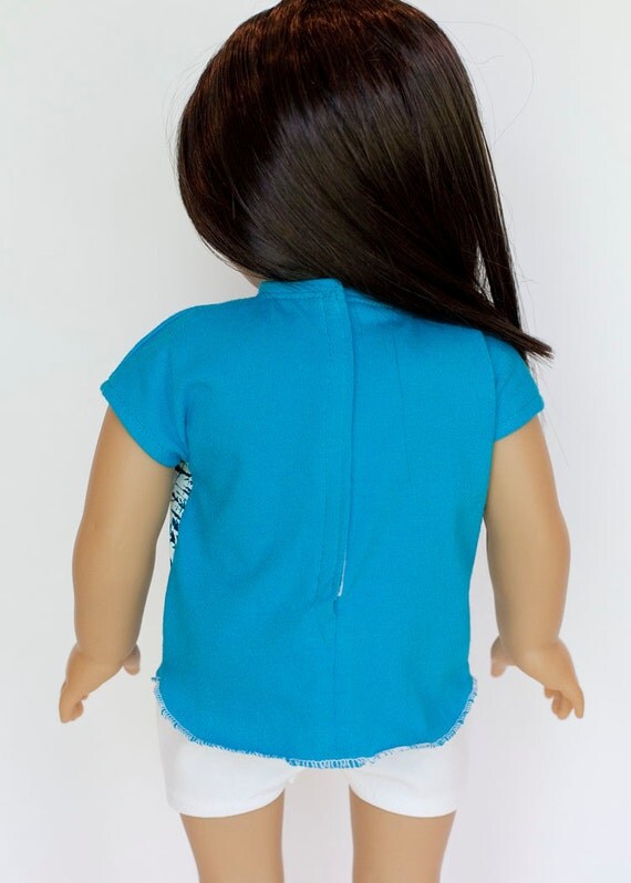 American Girl doll upcycled Destin Florida Tshirt blue